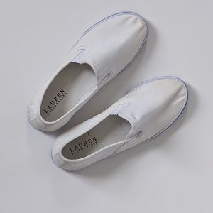 White Slip Ons- Size 6.5 - Lauren by Ralph Lauren